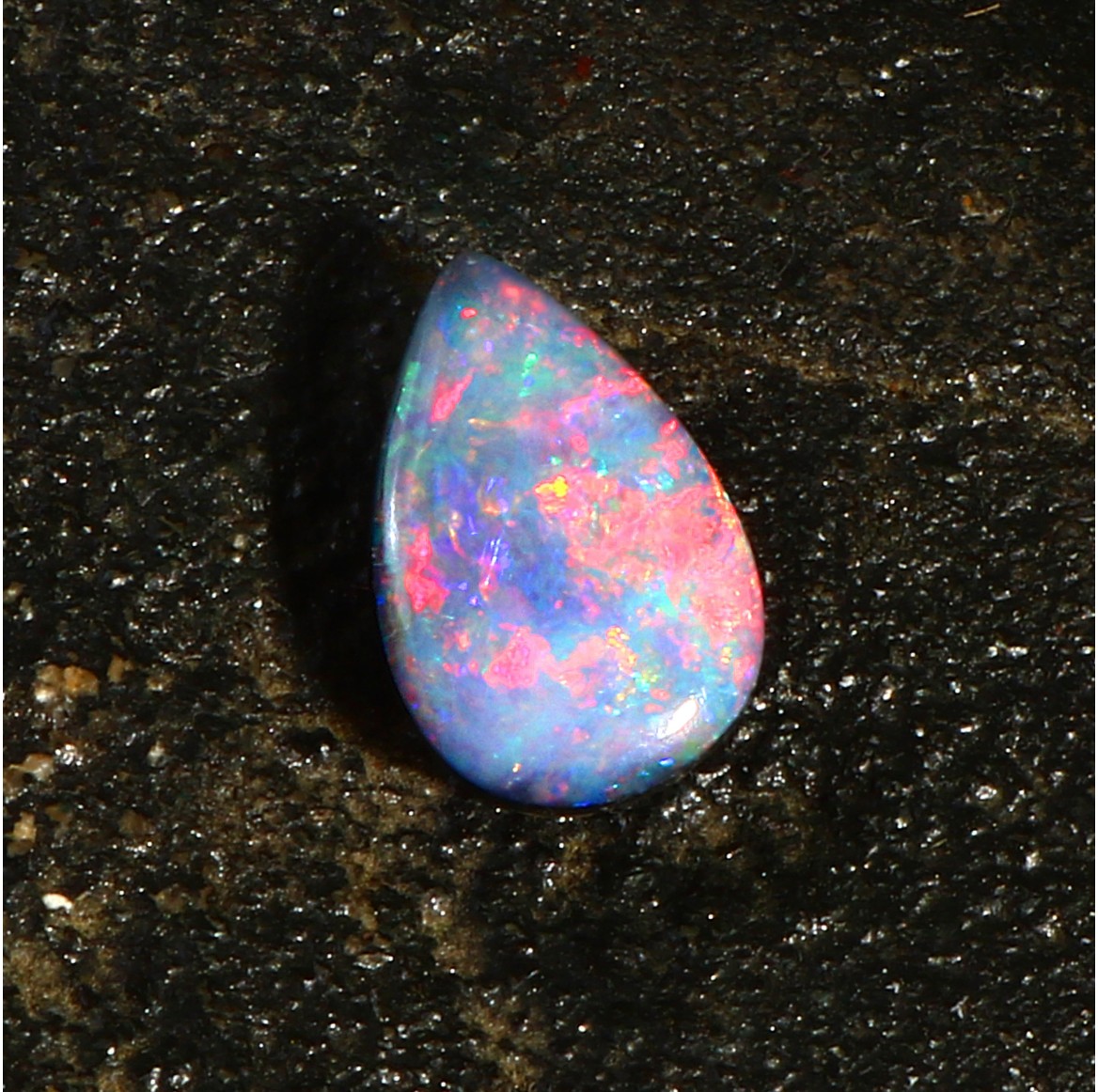 3.3 Ct Australian Black Opal Doublet, Stunning Color, Loose Stone, Red Flash #LXS021