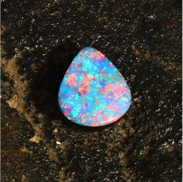 3.4 Ct Australian Black Opal Doublet, Stunning Color, Loose Stone, Red Flash #LXS024