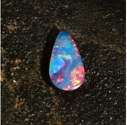 2.5 Ct Australian Black Opal Doublet, Stunning Color, Loose Stone, Red Flash #LXS025