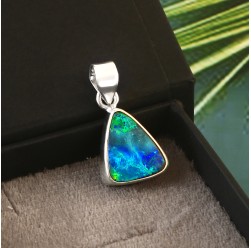 Australian Opal Doublet pendant in 925 Sterling Silver #LXJ023