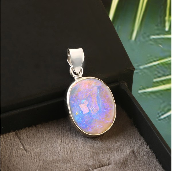 Australian Crystal Opal Pendant in 925 Sterling Silver #LXJ030