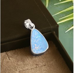 Australian Opal Doublet Pendant in 925 Sterling Silver #LXJ041