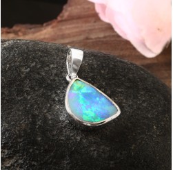 Natural Australian Opal Doublet Pendant in 925 Sterling Silver, Australian Opal Jewelry #LXJ043