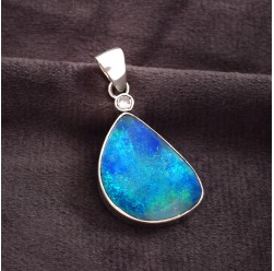 Australian Opal Doublet pendant in 925 Sterling Silver