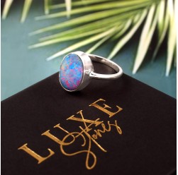 Australian Opal Doublet Ring in 925 Sterling Silver US-8.00 #LXJ011