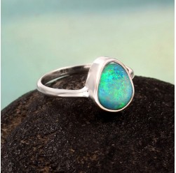 Australian Opal Doublet Ring in 925 Sterling Silver US-9.25 #LXJ006