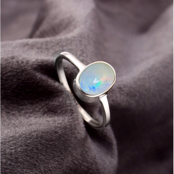 Australian Opal Doublet Ring in 925 Sterling Silver US-8.75 #LXJ008