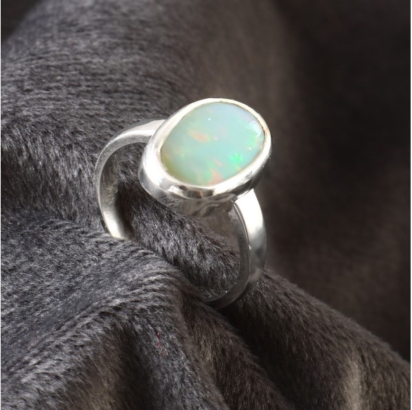 Australian Solid Jelly Opal Ring in 925 Sterling Silver US-6.50 #LXJ044