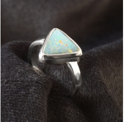 Australian Solid White Opal Ring in 925 Sterling Silver US-6.75 #LXJ045