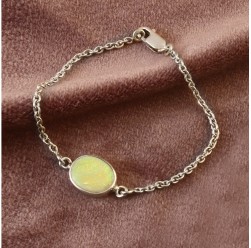 Australian Crystal Solid Opal Chain Bracelet in 925 Sterling Silver #LXJ033