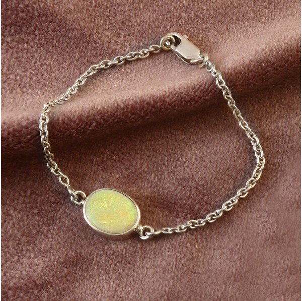 Australian Crystal Solid Opal Chain Bracelet in 925 Sterling Silver #LXJ033