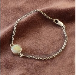 Natural Crystal Solid Opal Chain Bracelet in 925 Sterling Silver #LXJ035