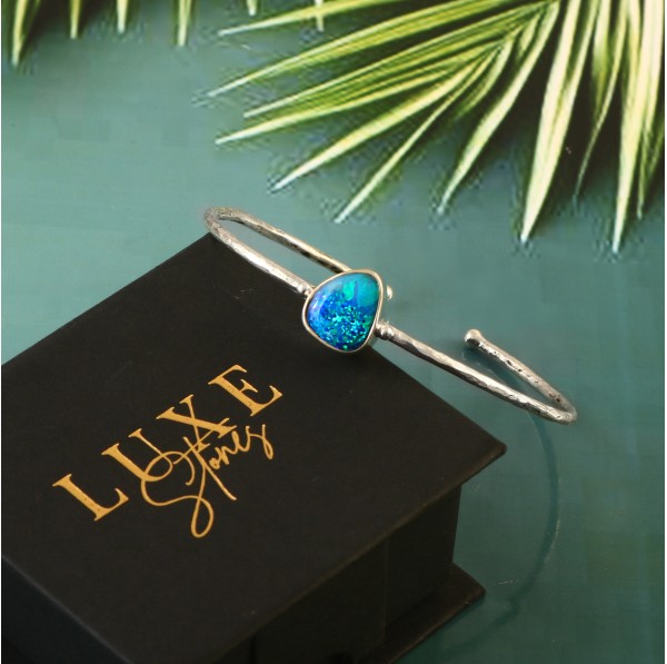 Australian Opal Doublet Bracelet in 925 Sterling Silver #LXJ039